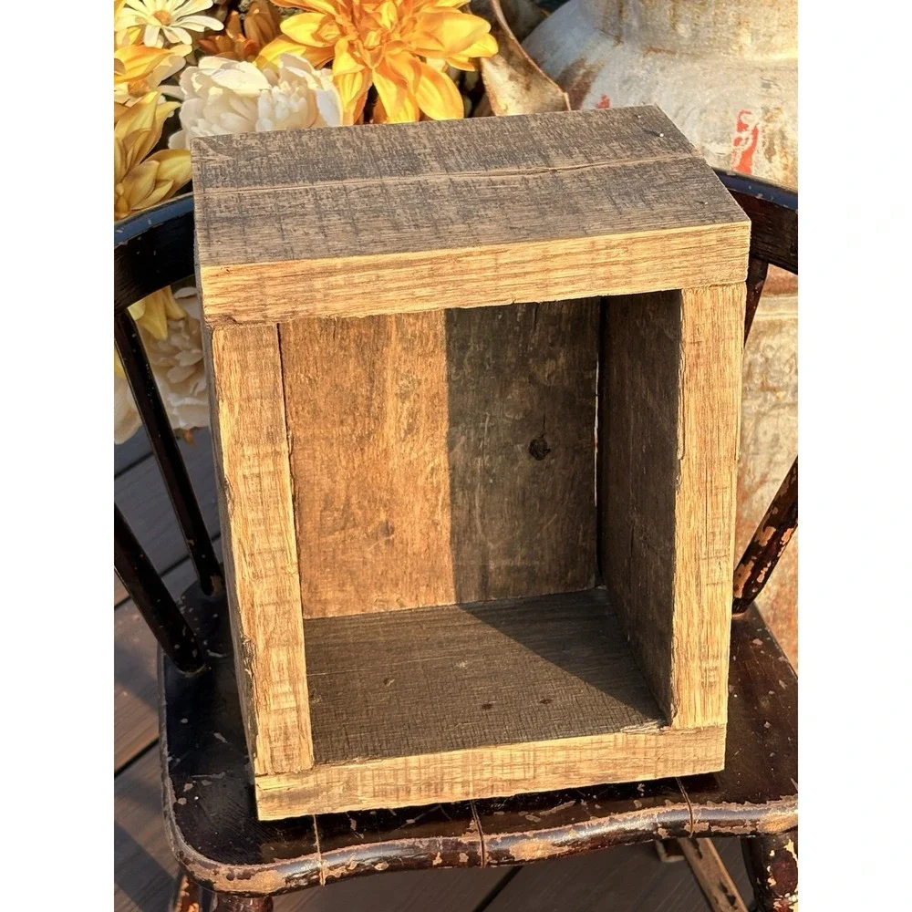 Rustic Heavy Wood Box Authentic Weathered Barn Wood 1
